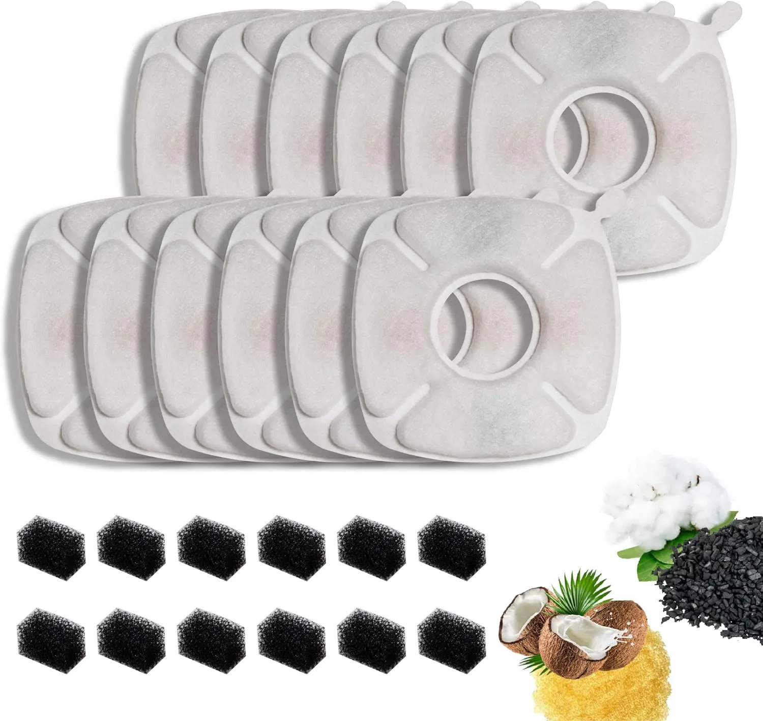 4 4 Pack Pet Fountain Replacement Filters Compatible with Veken 67oz 84oz 95oz 135oz Plastic Stainless Steel Pet Water Dispenser, Cat Water Fountain Filters for Dog Cat with Foam Filter