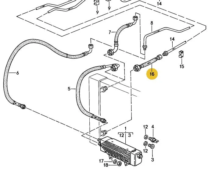 922 307 023 04 - Transmission Cooling  - Pressure Hose Upper to Radiator - 78 to 86