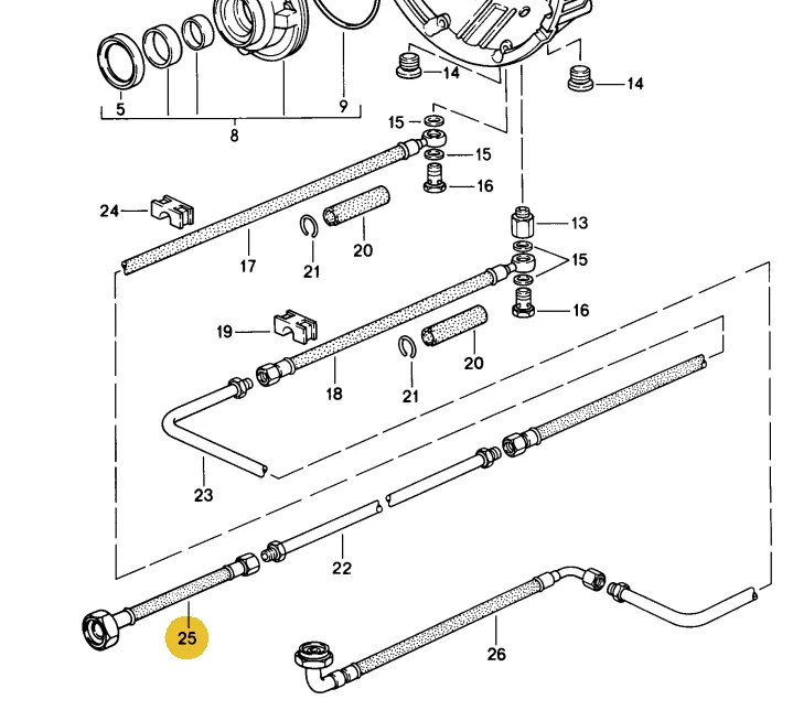 922 307 023 04 - Transmission Cooling  - Pressure Hose Upper to Radiator - 78 to 86