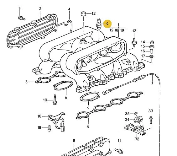 928 606 217 00 - Thermal Switch - Rear of Inlet Manifold - 85 to 95 - Porsche