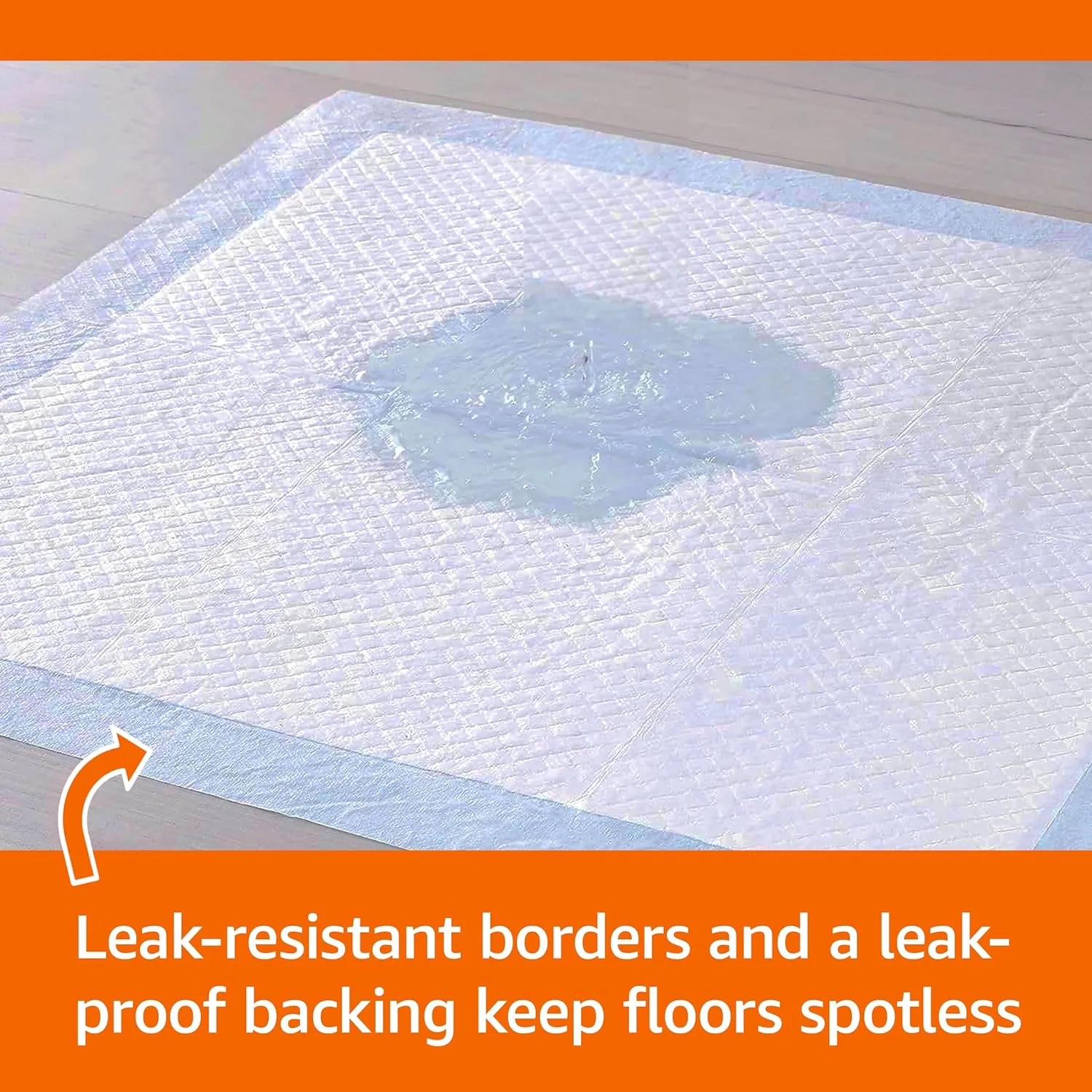 Amazon Basics Leakproof Dog and Puppy Pee Pads with 5-Layer Quick-Dry Surface for Potty Training, Standard Absorbency, Giant, 27.5 x 44 Inch, Pack of 40, Blue & White