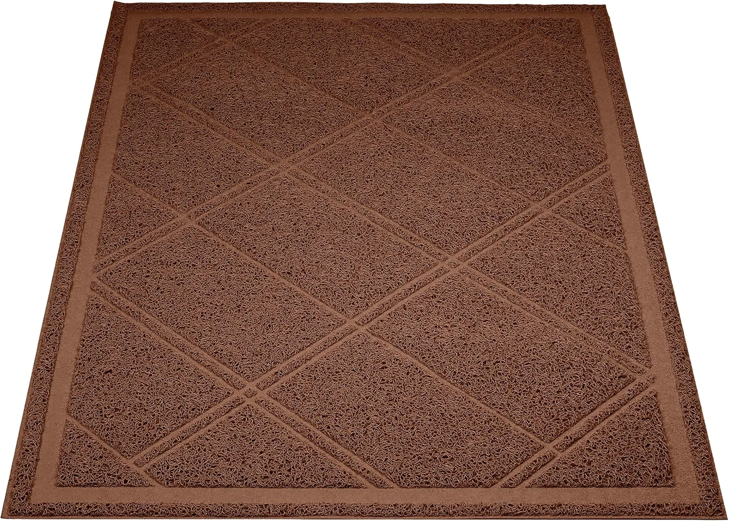 Amazon Basics Less-Mess Cat Litter Box Mat, 24" x 35", Unscented, Brown