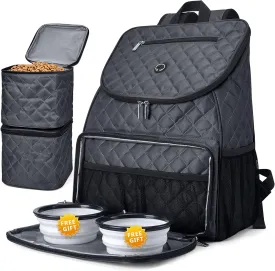 BAGLHER Dog Travel Bag,Airline Approved Pet Supplies Backpack, Dog Travel Backpack with 2 Silicone Collapsible Bowls and 2 Food Baskets.