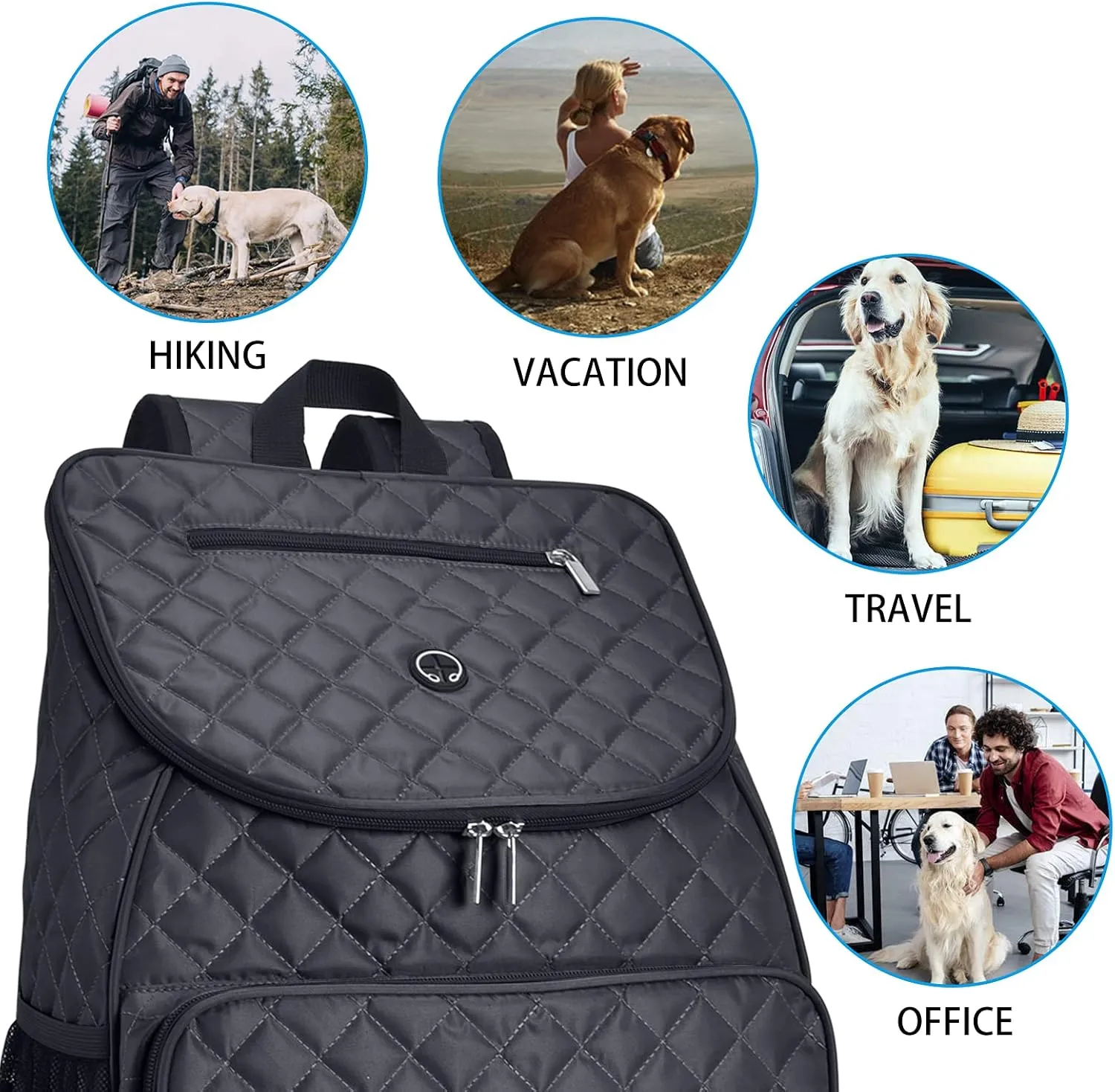 BAGLHER Dog Travel Bag,Airline Approved Pet Supplies Backpack, Dog Travel Backpack with 2 Silicone Collapsible Bowls and 2 Food Baskets.