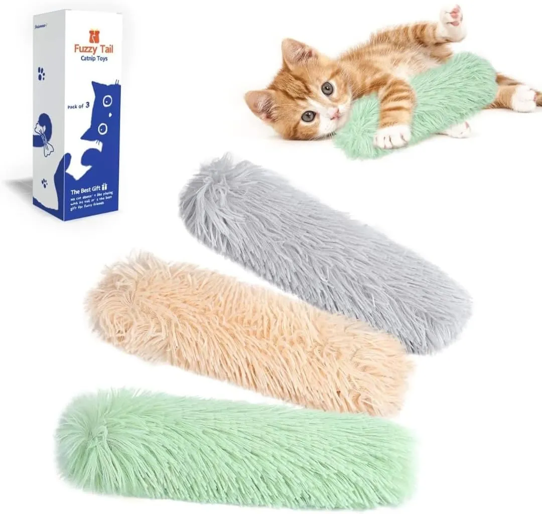 Best Cat Toys Cat Pillows, 3 Pack Soft and Durable Crinkle Sound Catnip Toys, Interactive Cat Kicker Toys for Indoor Cats, Promotes Kitten Exercise