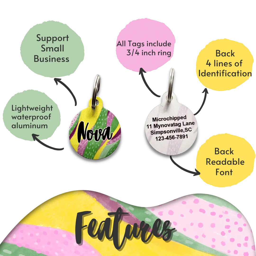 Blue Dancing Dots Circle Pet Tag