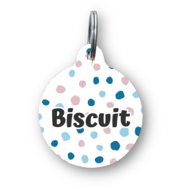 Blue Dancing Dots Circle Pet Tag