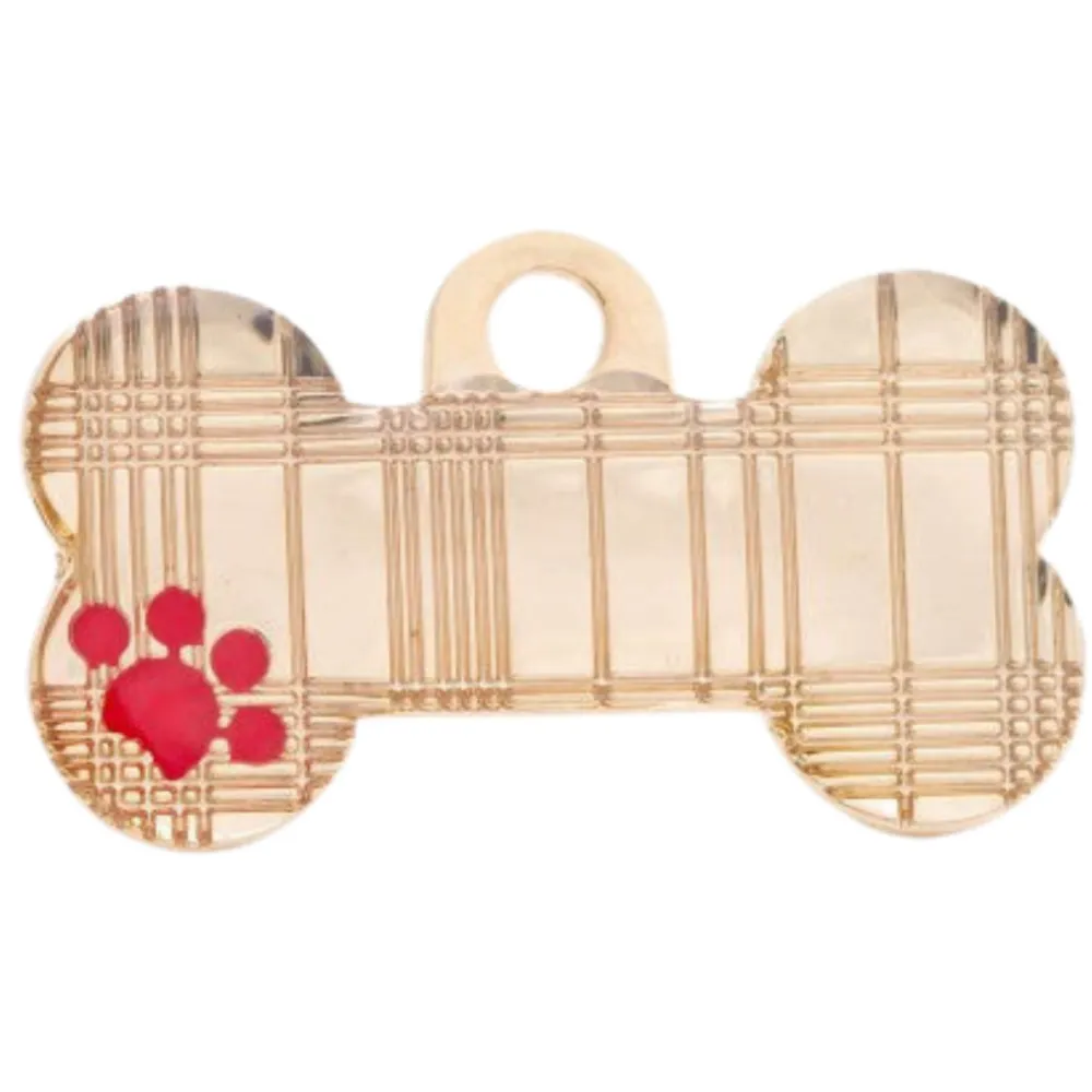 Bone Tartan Pet ID Tag
