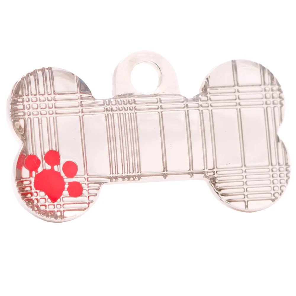 Bone Tartan Pet ID Tag