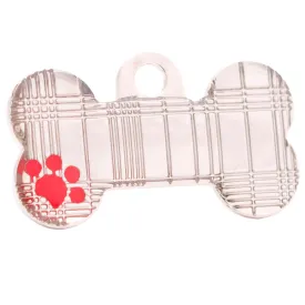 Bone Tartan Pet ID Tag