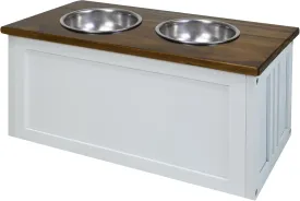 Casual Home 603-15 Wooden Storage Stand Pet Feeder, Two-Tone (Warm Brown, White), One Size