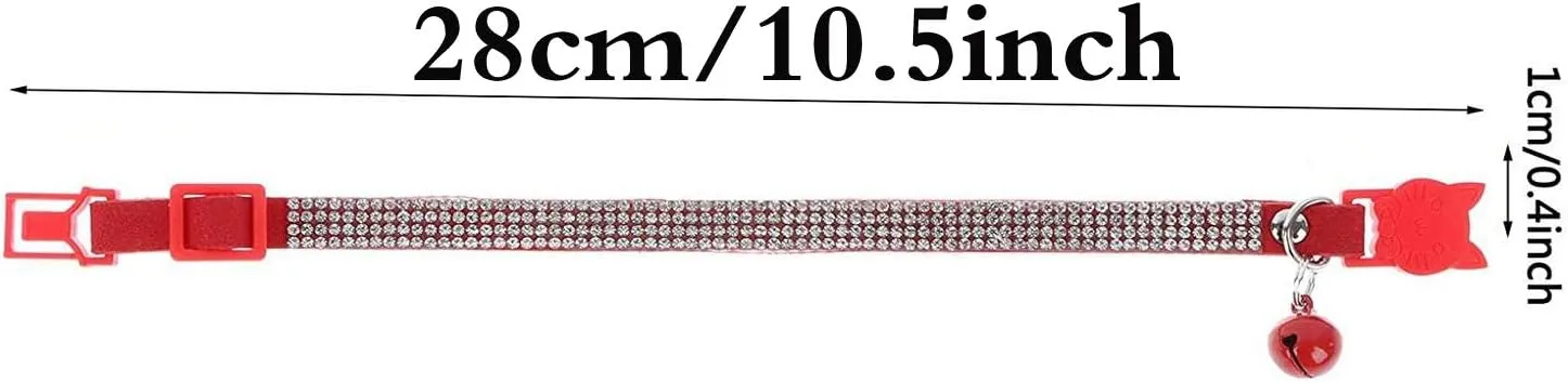 Cat Collars,Rhinestone for Girl Cats Bling Kitten Flower Adjustable Breakaway Collar with Bell Soft Velvet Leather Collar for Puppy Small Dogs (Pink)