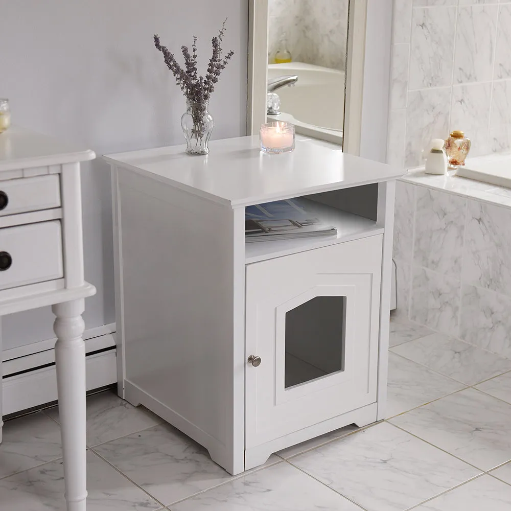 Cat Litter House Table in White