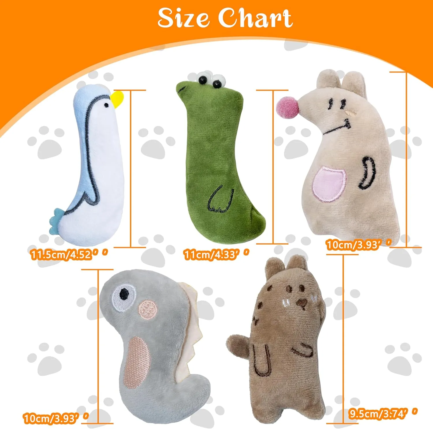Catnip Toys for Indoor Cats, 5Ps Cat Toys for Cats, Fluffy Catnip Toys for Chewing Playing, Interactive Kitten Toys, Catnip Filled Kitty Chew Teething Toys, Cat Chew Toys (Animal, 5 Pack)