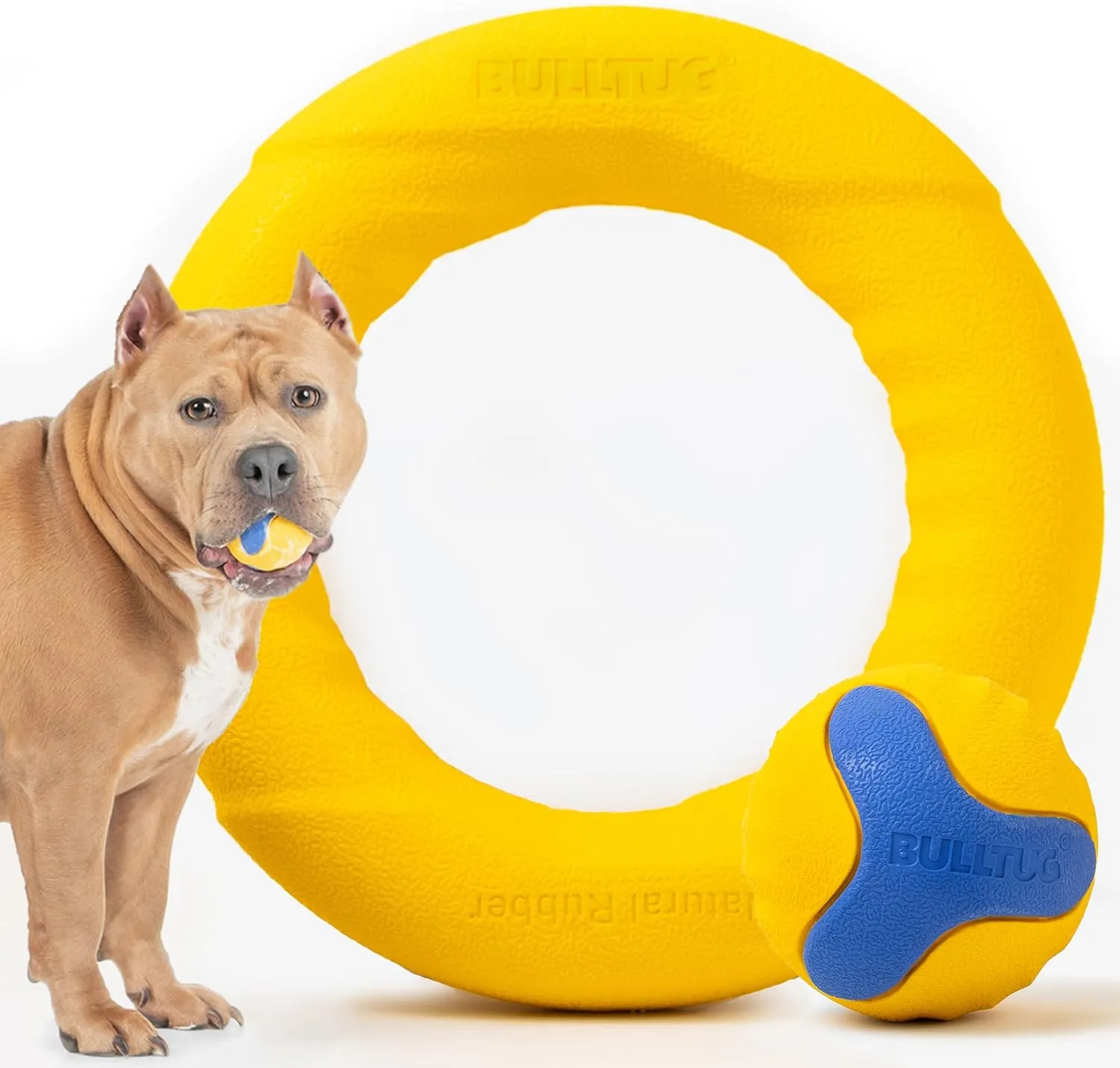 Chew Ring & Fetch Ball Combo for Aggressive Chewers | Heavy-Duty, Ultra-Durable Natural Rubber, Tough Dog Toys for Medium to Large Breeds