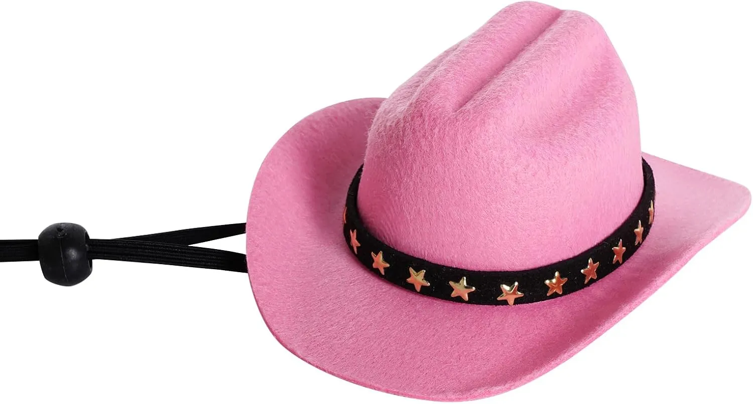 choyaxo Halloween Costumes for Dogs Cat Pet Cowboy Costume Cowboy Hat with Bandana Set for Halloween, Christmas, Holiday, Party, Cosplay (Pink, Small)