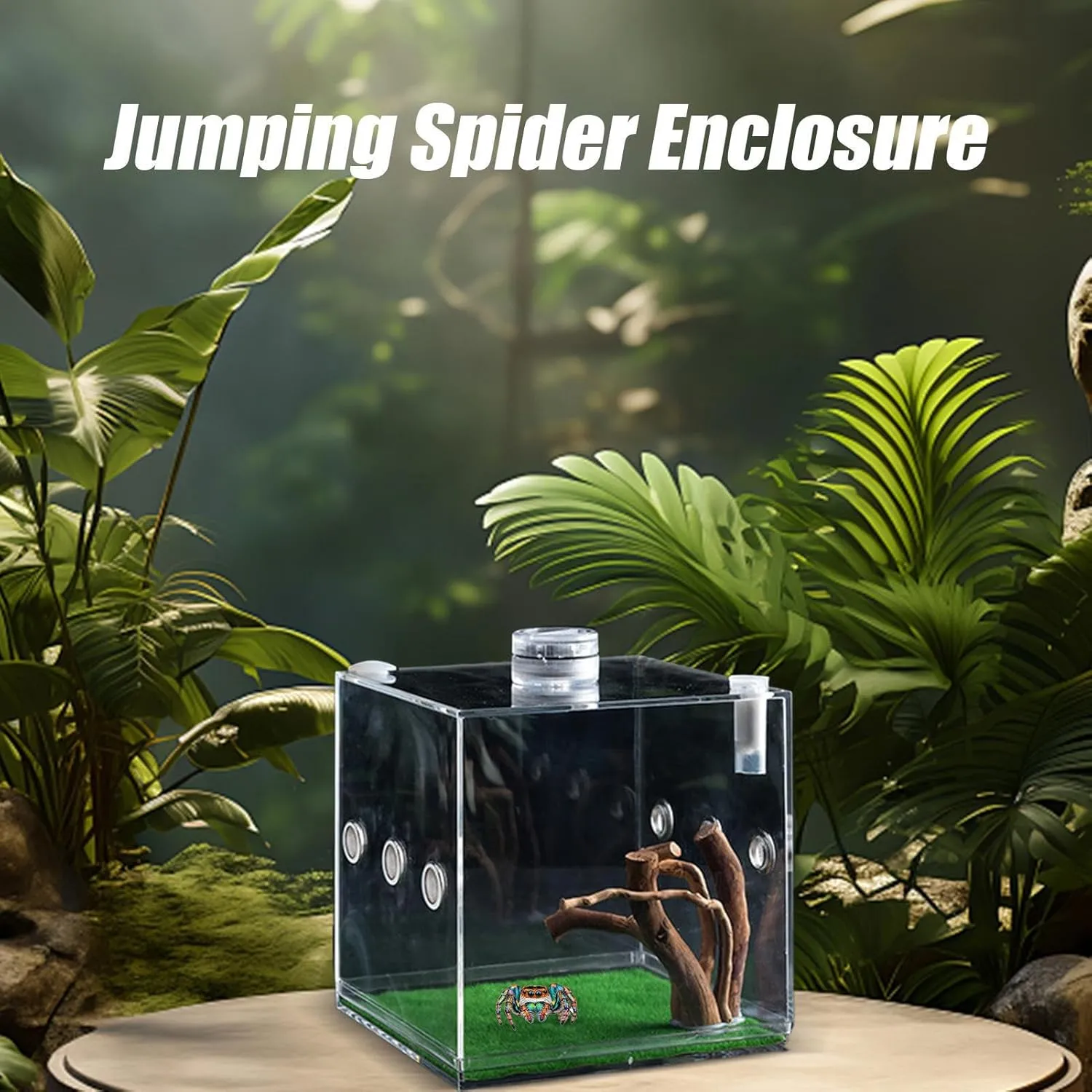 Clear Reptile Cage - Premium Jumping Spider Enclosure with Ventilation | Lightweight Breeding Box for Small Animals: Turtles, Beetles, Snails & Lizards, Escape-Proof Terrarium with Secure Locking Lid