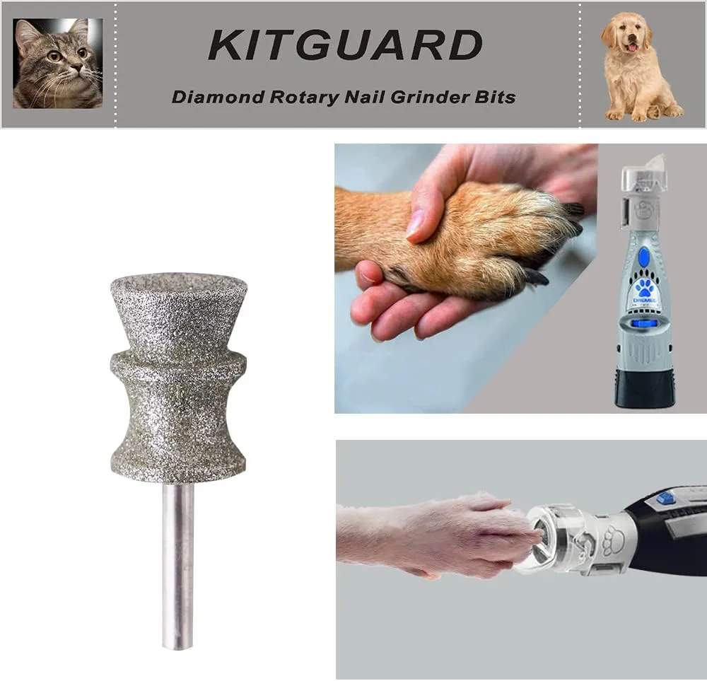 Diamond Dremel Dog Nail Grinder Bits for Rotary Tool-1/8'' Dremel Dog Nail Grinder Attachment-Pet Nail Grinder Bit Work for Animals Nail CareLarge A