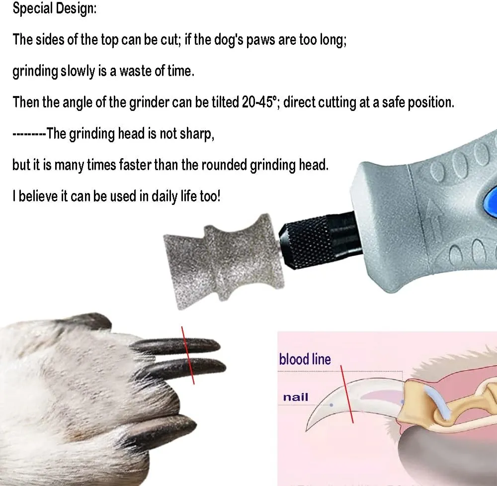 Diamond Dremel Dog Nail Grinder Bits for Rotary Tool-1/8'' Dremel Dog Nail Grinder Attachment-Pet Nail Grinder Bit Work for Animals Nail CareLarge A