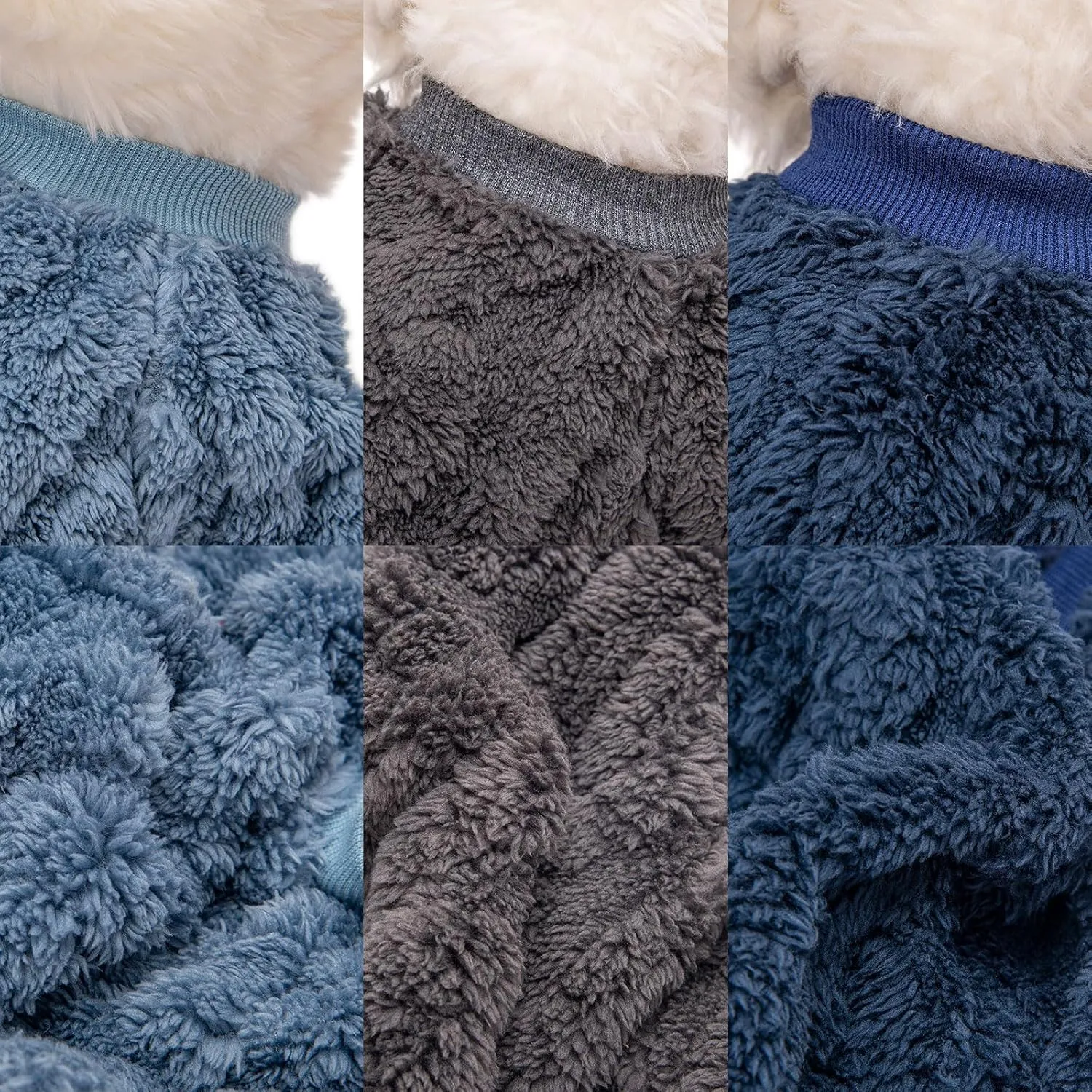 Dog Sweater, 3 Pack Dog Sweaters for Small Dogs or Cats, Girl or Boy, Warm Dog Clothes Shirt Coat for Winter Christmas (Blue, Dark Blue, Grey, Large)