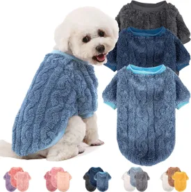 Dog Sweater, 3 Pack Dog Sweaters for Small Dogs or Cats, Girl or Boy, Warm Dog Clothes Shirt Coat for Winter Christmas (Blue, Dark Blue, Grey, Large)