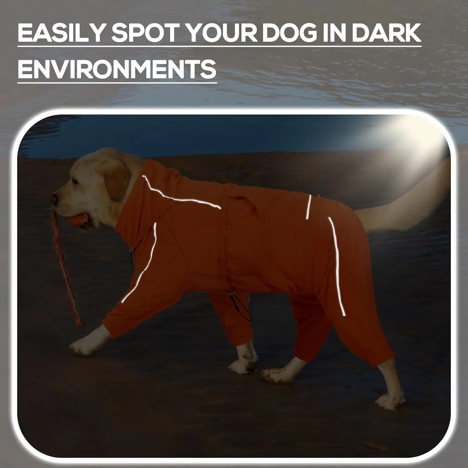 Dora Bridal Windproof Dog Jacket, Lightweight Water Resistant Dog Rain Coat, Adjustable Four-Legged Reflective Dogs Raincoat, Anti-Static Dogs Windbreaker for Hiking Waking(Orange, 4XL)