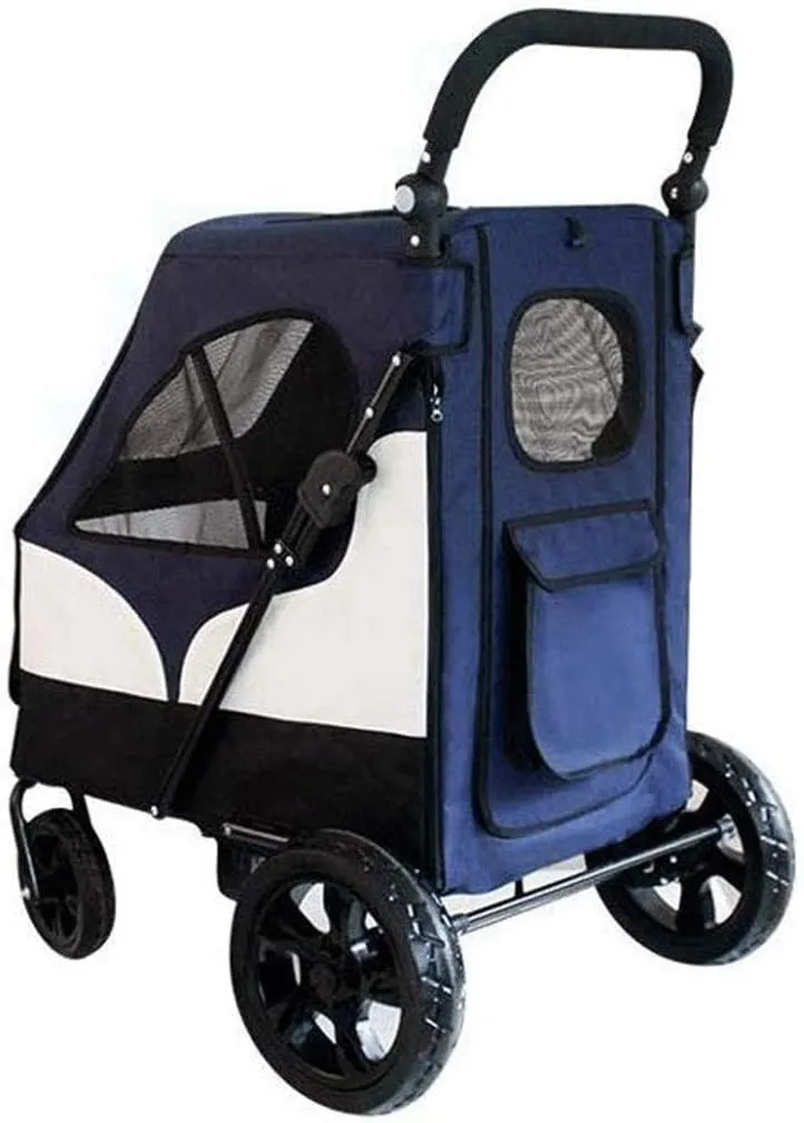 Double Dog Stroller Pram Pet Cat Animal Buggy Traveling Travel Vet Disabled Pushchair 2 Front Swivel Wheels & Rear Brake Max Loading 55kg