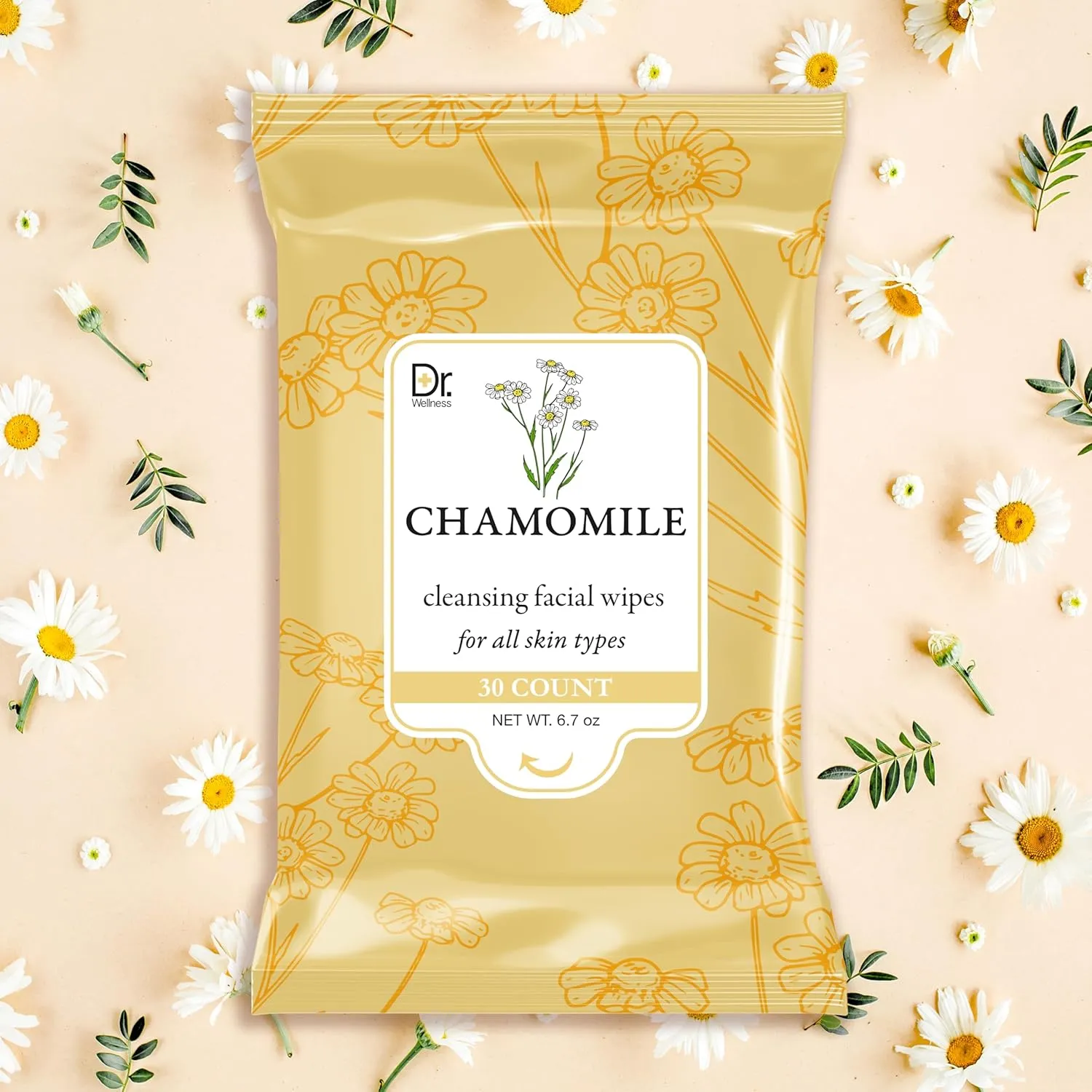 Dr. Wellness Gentle Cleansing Facial Wipes Variety Pack for All Skin Types, 30 Count (Pack of 4), Chamomile, Coconut, Aloe and Mint, Citrus