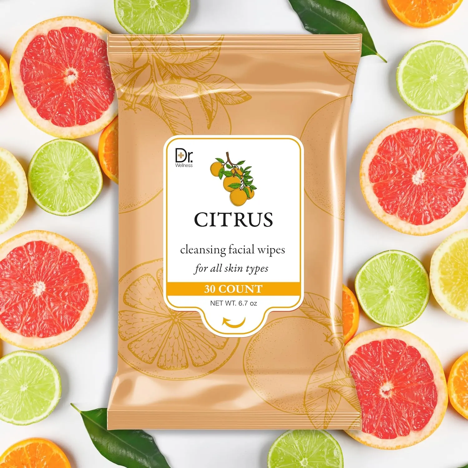 Dr. Wellness Gentle Cleansing Facial Wipes Variety Pack for All Skin Types, 30 Count (Pack of 4), Chamomile, Coconut, Aloe and Mint, Citrus