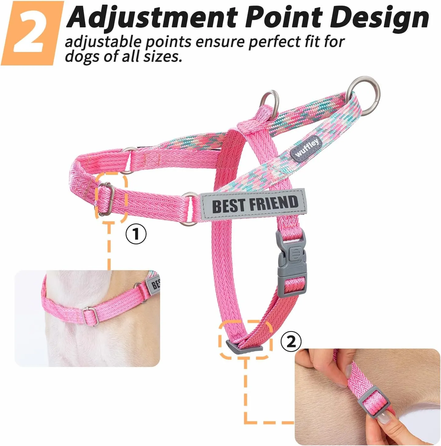 Easy Walk Dog Harness and Leash Set, Freedom No Pull Harness with 2 Patches,Escape Proof/Quick Fit to Adjust Dog Vest Harness,Easy for Training Walking for Small,Medium & Large Dogs(Pink,XS)