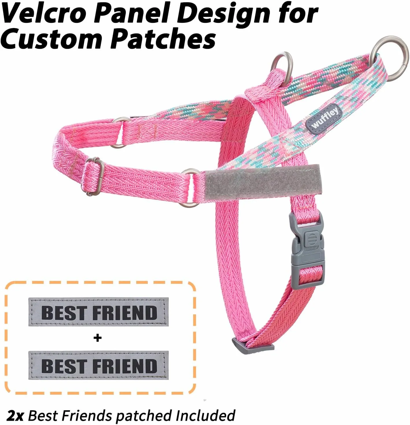 Easy Walk Dog Harness and Leash Set, Freedom No Pull Harness with 2 Patches,Escape Proof/Quick Fit to Adjust Dog Vest Harness,Easy for Training Walking for Small,Medium & Large Dogs(Pink,XS)