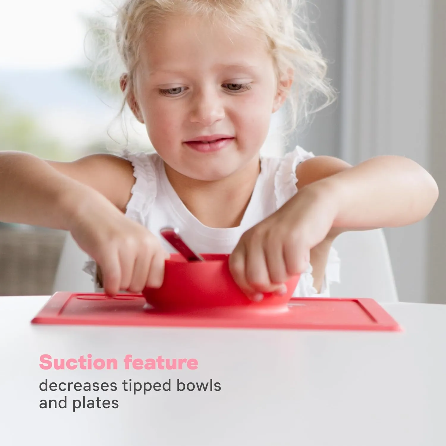 ezpz Happy Bowl - 24 Months   (Gray) - 100% Silicone Suction Bowl with Built-in Placemat  Dishwasher Safe
