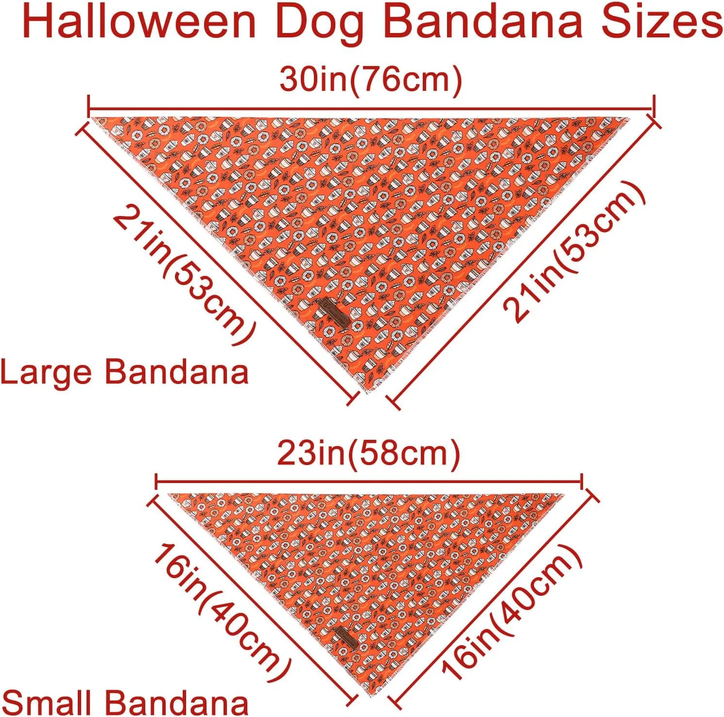 Fall Dog Bandana, Autumn Triangle Bid Scarf with Cup,Doughnut Pattern, Cotton Pet Kerchief for Girl Boy Dogs or Cats, Cute Puppy Bandana Fancy Bandana for Dogs