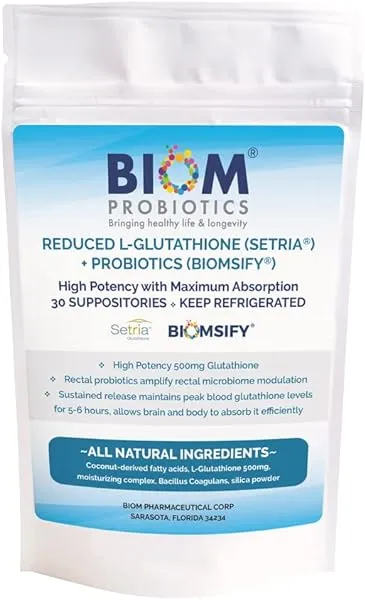 High Potency 500mg Reduced L-Glutathione (Setria Brand)   Probiotic Suppository. Maximum Bioavailable Glutathione Formulation with Powerful Antioxidants. Probiotic Complements The Formulation in Pakistan