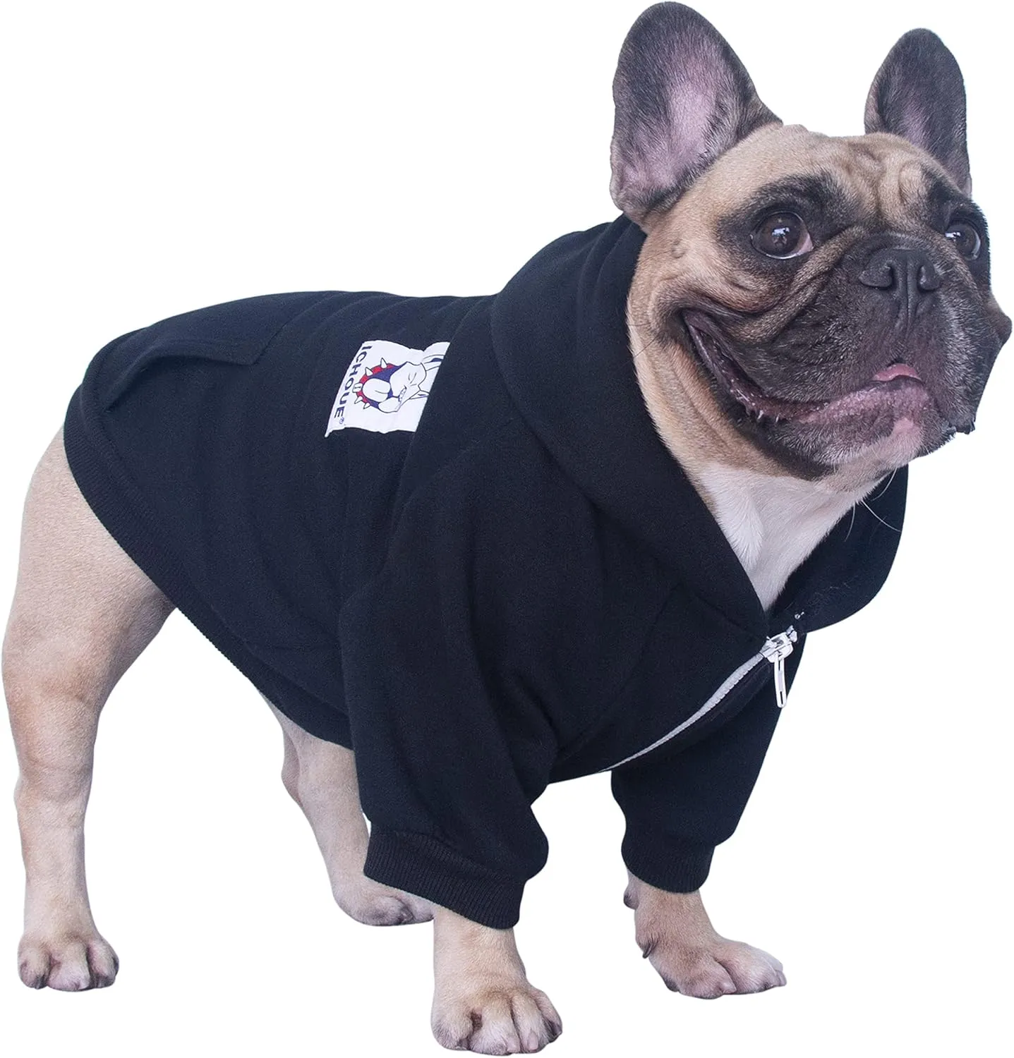 iChoue I am a French Bulldog Clothes Hoodies for Dogs Puppy Frenchie Pug English Boston Terrier Bully Pitbull Sweatshirt Sweater Clothing Cold Weather Winter Coats - Black/Medium