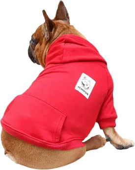 iChoue I am a French Bulldog Clothes Hoodies for Dogs Puppy Frenchie Pug English Boston Terrier Bully Pitbull Sweatshirt Sweater Clothing Cold Weather Winter Coats - Dark Red/Medium