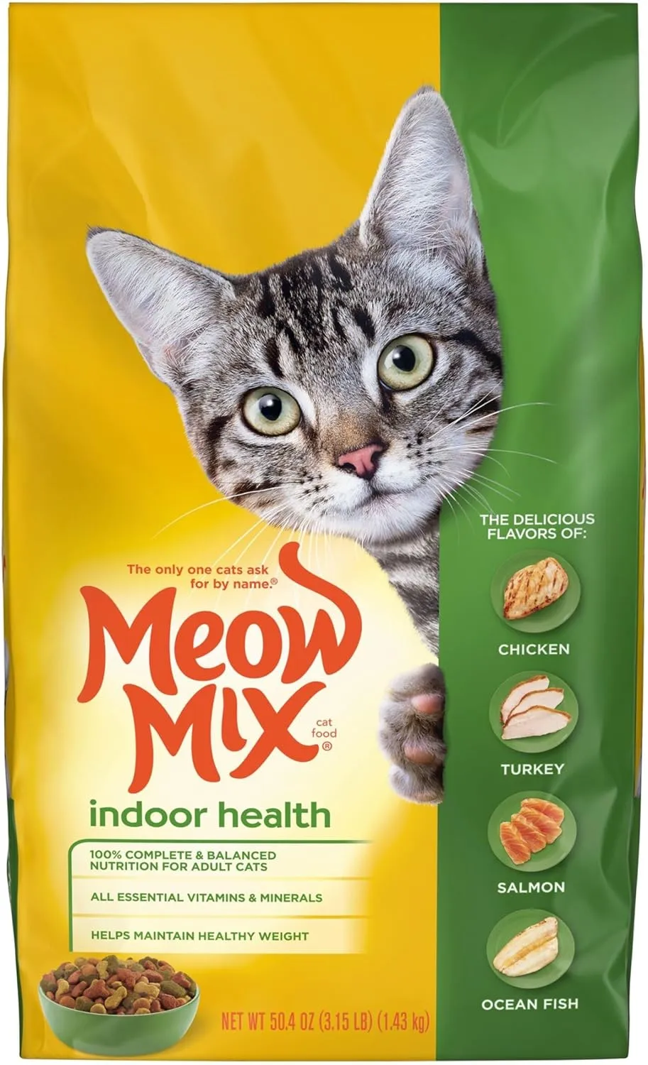 Indoor Health Dry Cat Food, 3.15-Pound Bag - 100% Complete and Balanced Nutrition for Adult Cats, Provides All Essential Vitamins and Minerals, Helps Maintain Healthy Weight, Pack of 2 X 3.15