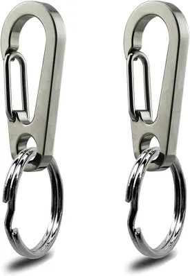 IVIA Dog Tag Clips / 2 Pack/Multiple Size 304 Stainless Steel Quick Clip with Rings/Easy Change Dog Cat ID Tag Holder for Small Pet Collars and Harnesses.(2 Small Grey)