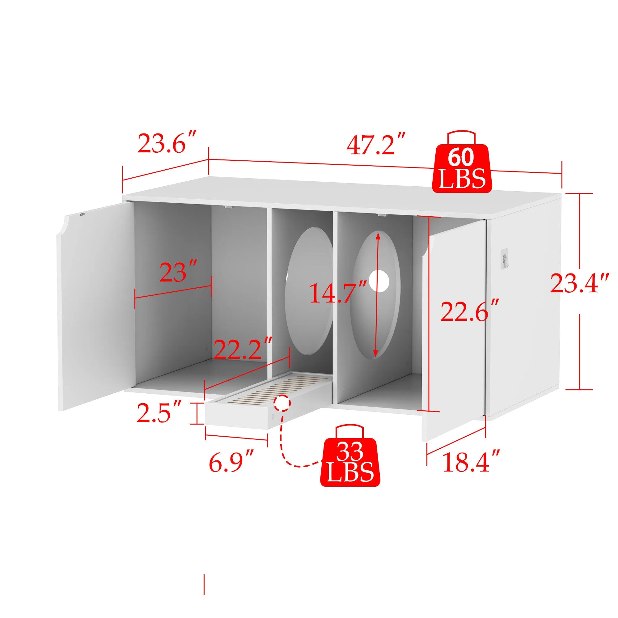 Large Cat Litter Box Enclosure for 2 Cat-180141