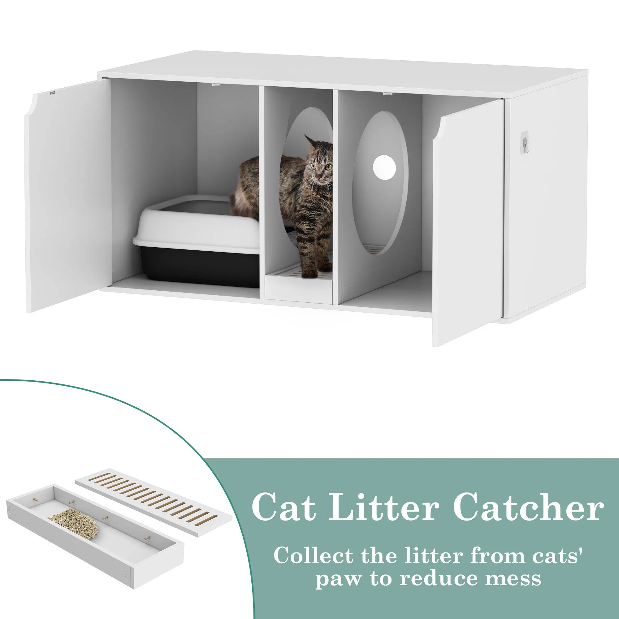 Large Cat Litter Box Enclosure for 2 Cat-180141