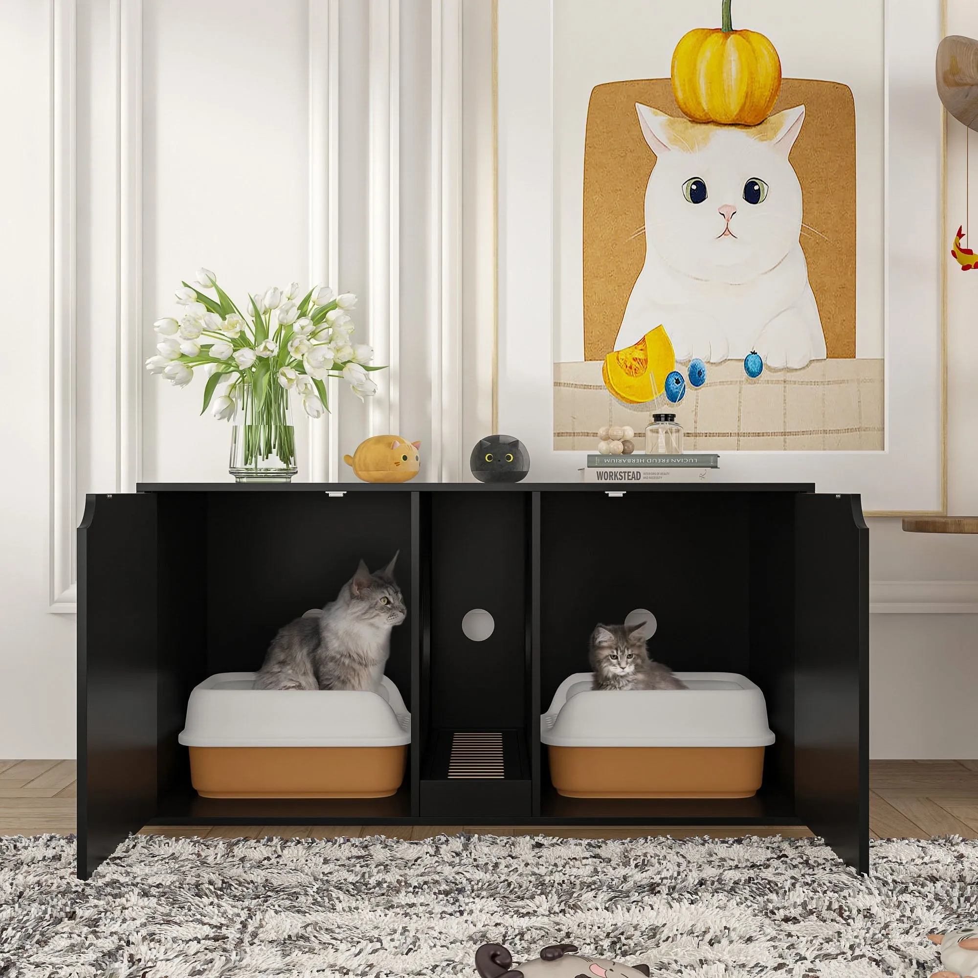 Large Cat Litter Box Enclosure for 2 Cat-180141