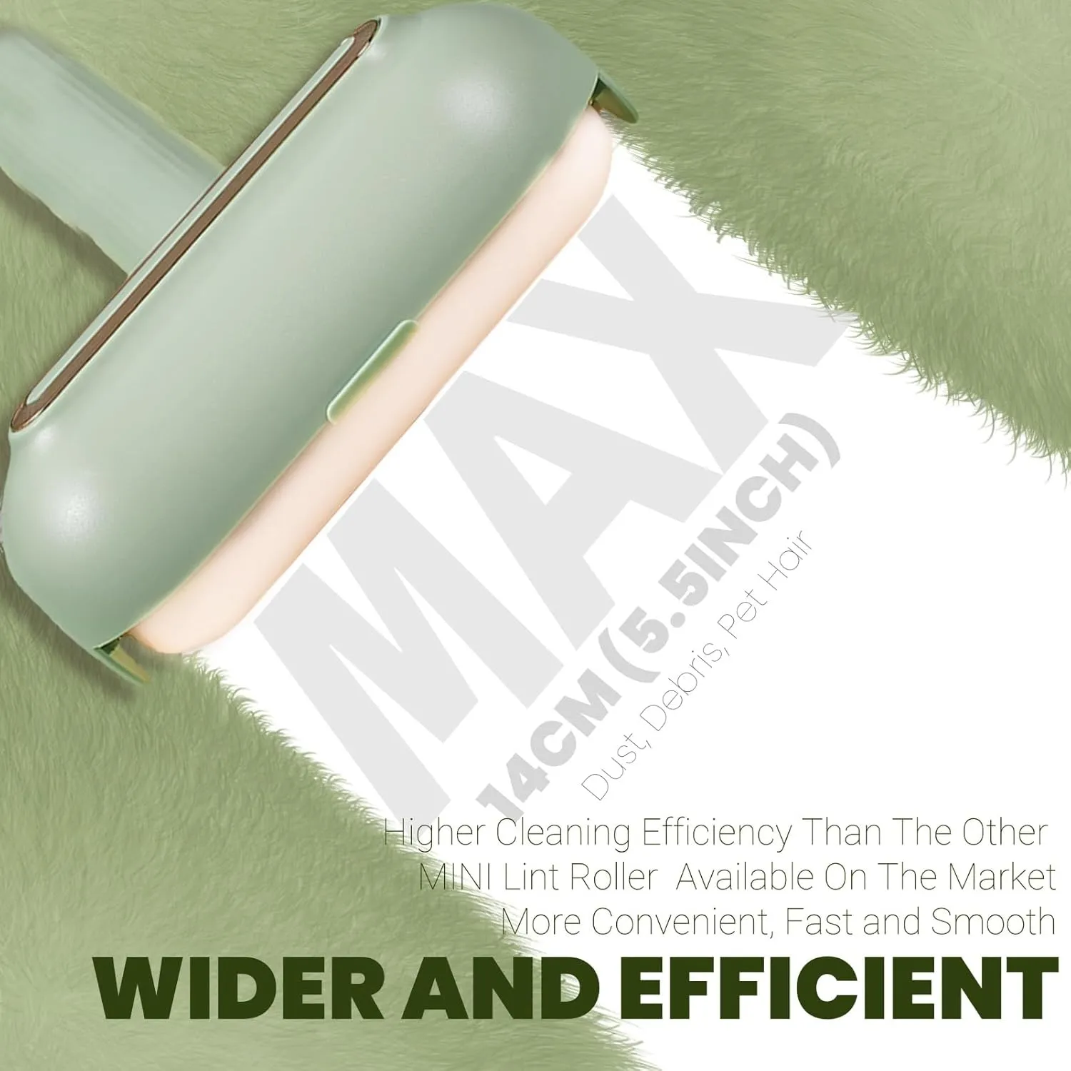 Mini Washable Lint Roller, ZenQeek 5.5In Portable Lint Ball with Cover, Travel Lint Roller for Clothes & Pet HairExtendedExtra StickyWashable Gel (Green, Grip Version)