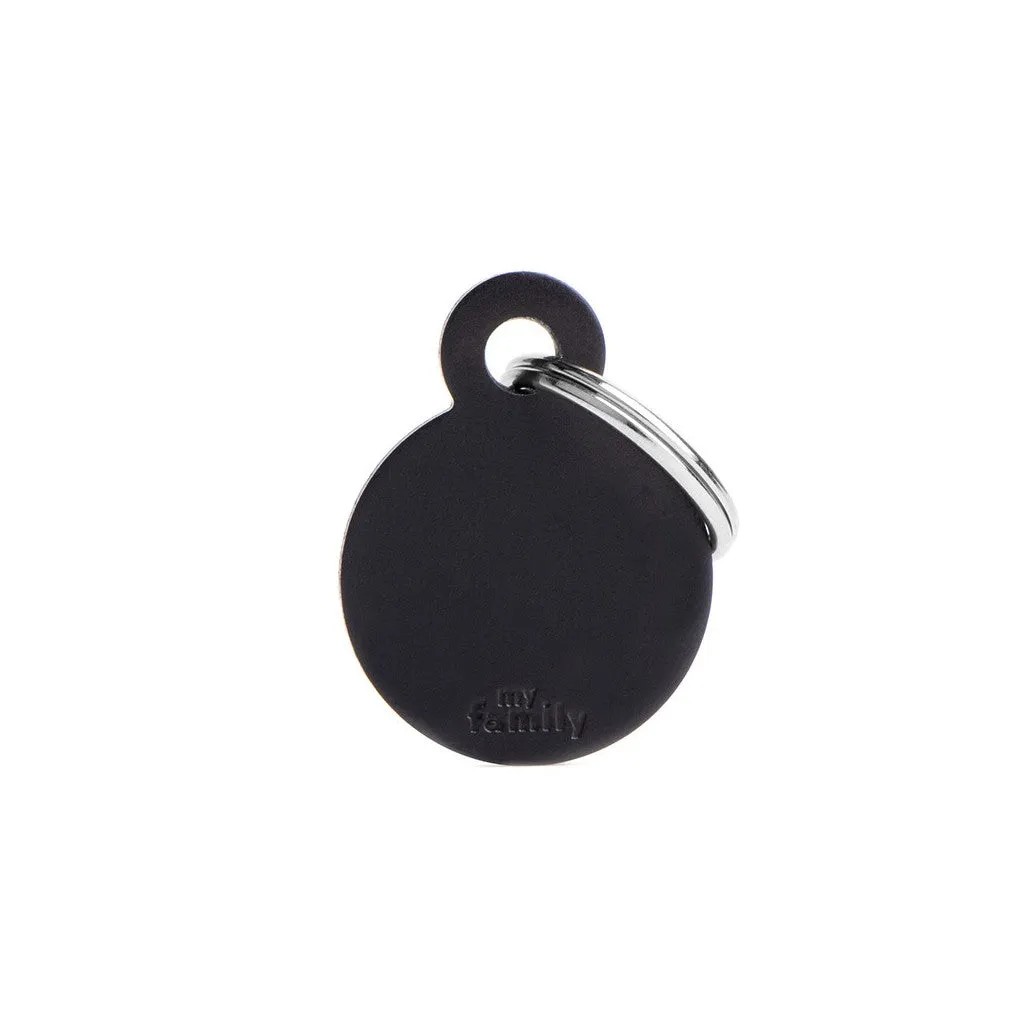 MyFamily Pet Tag: Basic Small Aluminum Black Circle