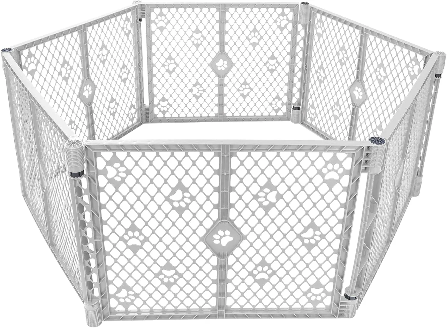 MYPET 6-Panel Paws Petyard, Gray Dog Playpen, Durable & UV-Resistant Puppy Playpen, Indoor/Outdoor Portable Dog Pen, Adjustable for Your Pet's Comfort, Friendly Design for Happy Pets