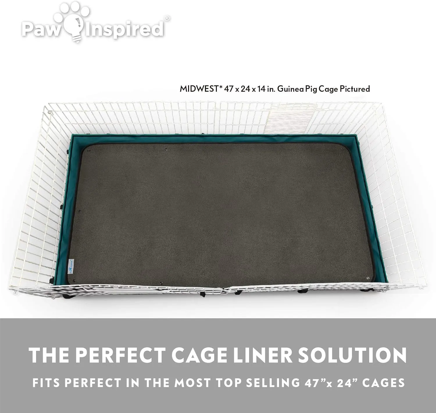 Paw Inspired Washable Guinea Pig Cage Liners | Fleece Bedding for Guinea Pigs Ferrets, Rabbits, Hamsters, Small Animals | Bamboo Charcoal Odor Controlling Absorbent Pee Pads (Midwest, 1 ct.)