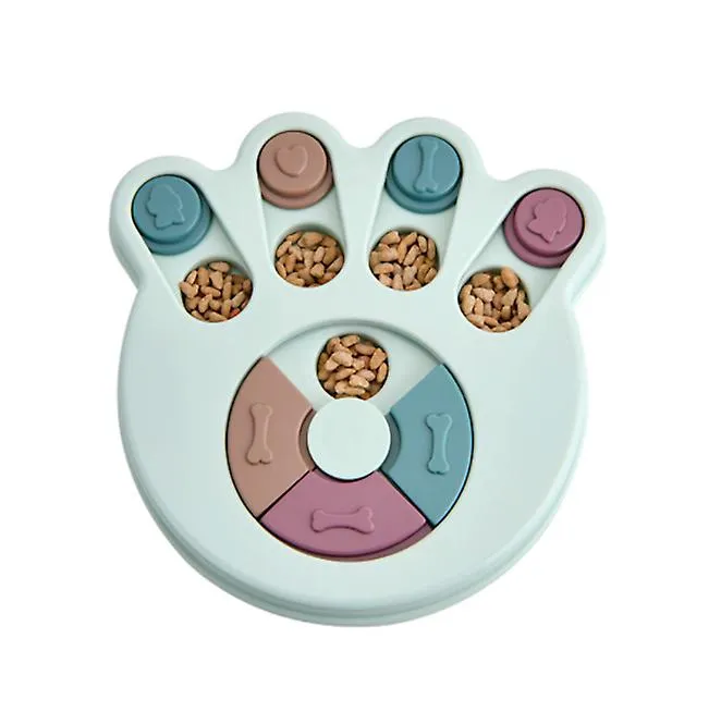 Paw print blue Dog Increase IQ Interactive Slow Dispensing Feeding Pet Dog Training Toy bowl AZ19353