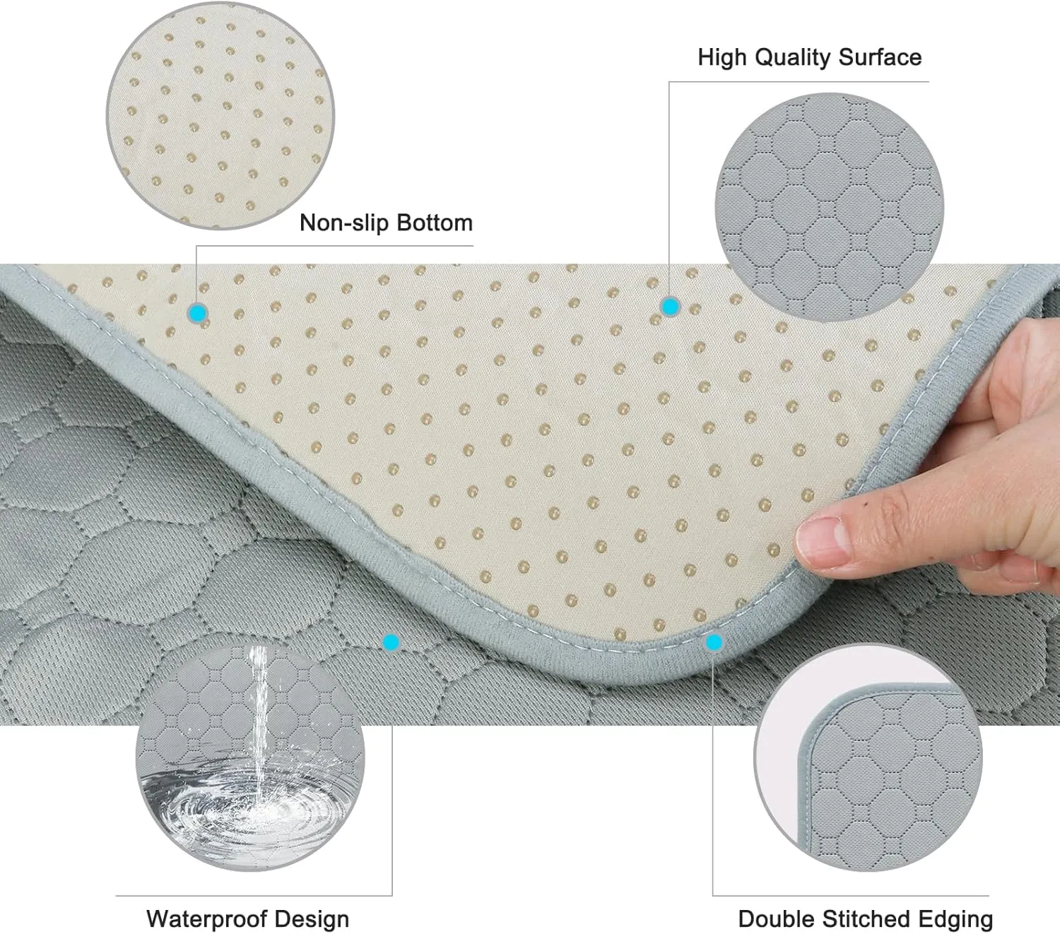PAWCHIE Guinea Pig Cage Liners, Washable Guinea Pig Bedding for Midwest Cage 2 Pack 27"X14", Reusable Anti Slip Waterproof, Absorbent Guinea Pig Pee Pad for Small Animal, Rabbit, Bunny, Chinchilla
