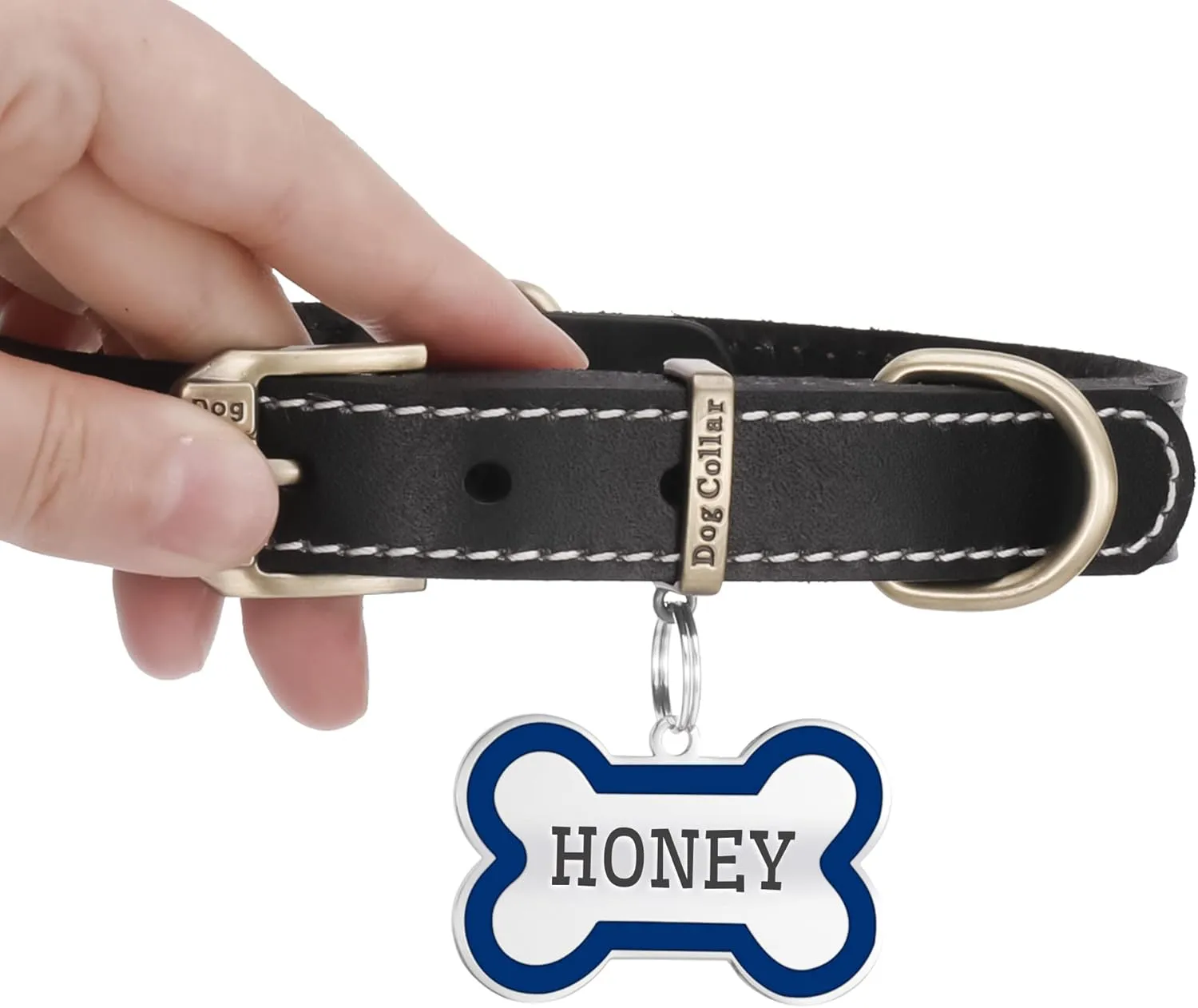 Personalized Dog and Cat Tags - Engraved Bone Shape Collar Pendants Custom Pet Supplies - Engrave Name, Number - Royal Blue