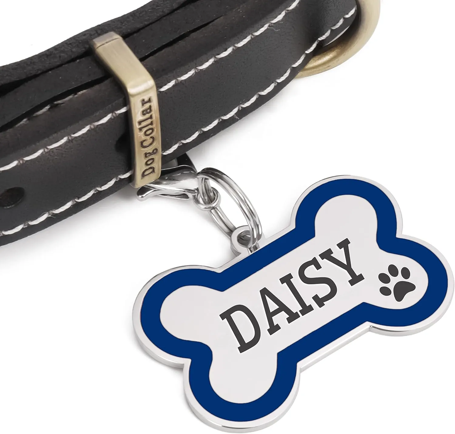 Personalized Dog and Cat Tags - Engraved Bone Shape Collar Pendants Custom Pet Supplies - Engrave Name, Number - Royal Blue