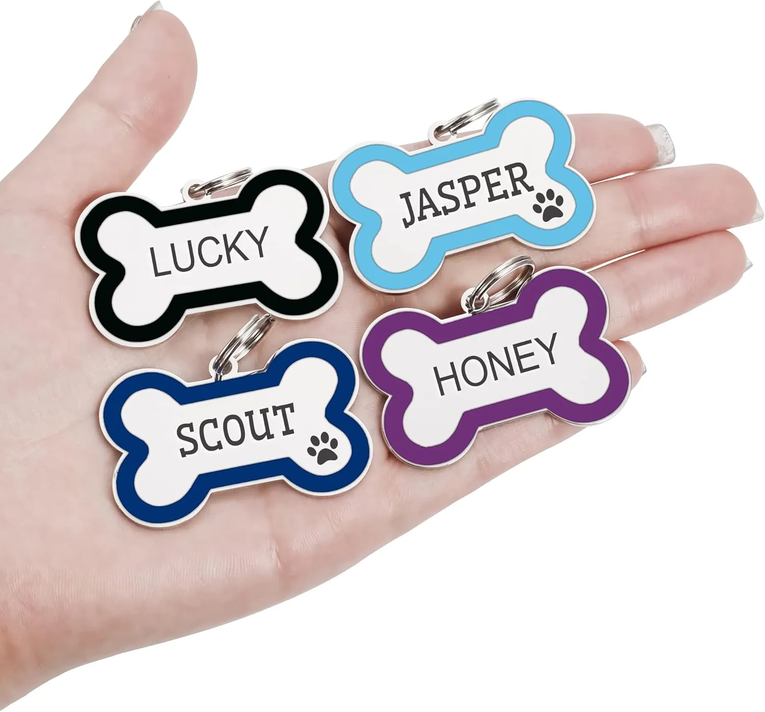 Personalized Dog and Cat Tags - Engraved Bone Shape Collar Pendants Custom Pet Supplies - Engrave Name, Number - Royal Blue